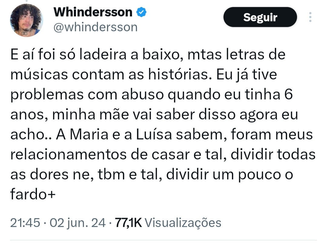 Whindersson Nunes sofreu abusos.